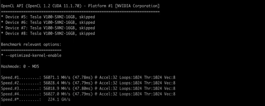 Hashcat running in benchmark mode