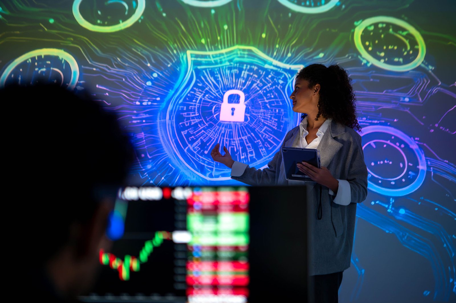 Security analyst presenting dark web exposure findings to a school district leadership team