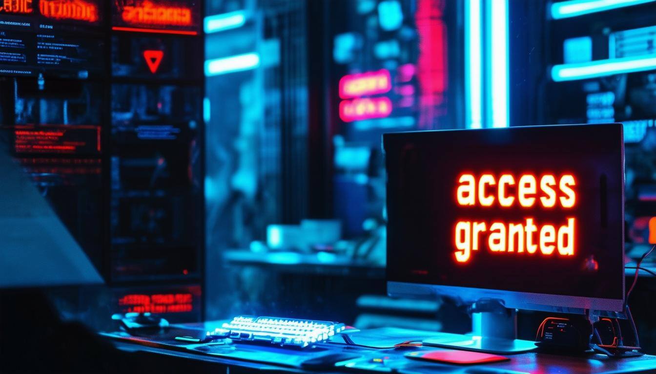 cyberpunk access granted sign on computer-2