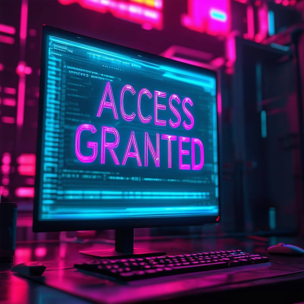 cyberpunk access granted sign on computer