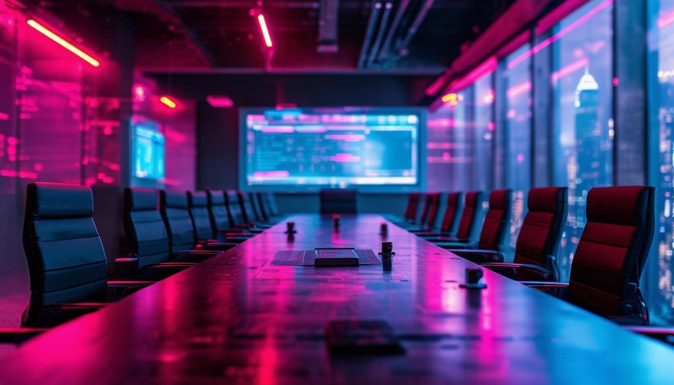 cyberpunk long report on a conference room table