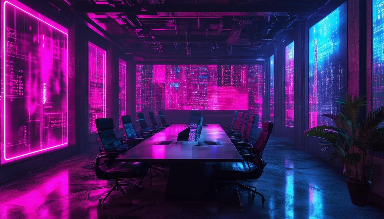 cyberpunk professional conference room