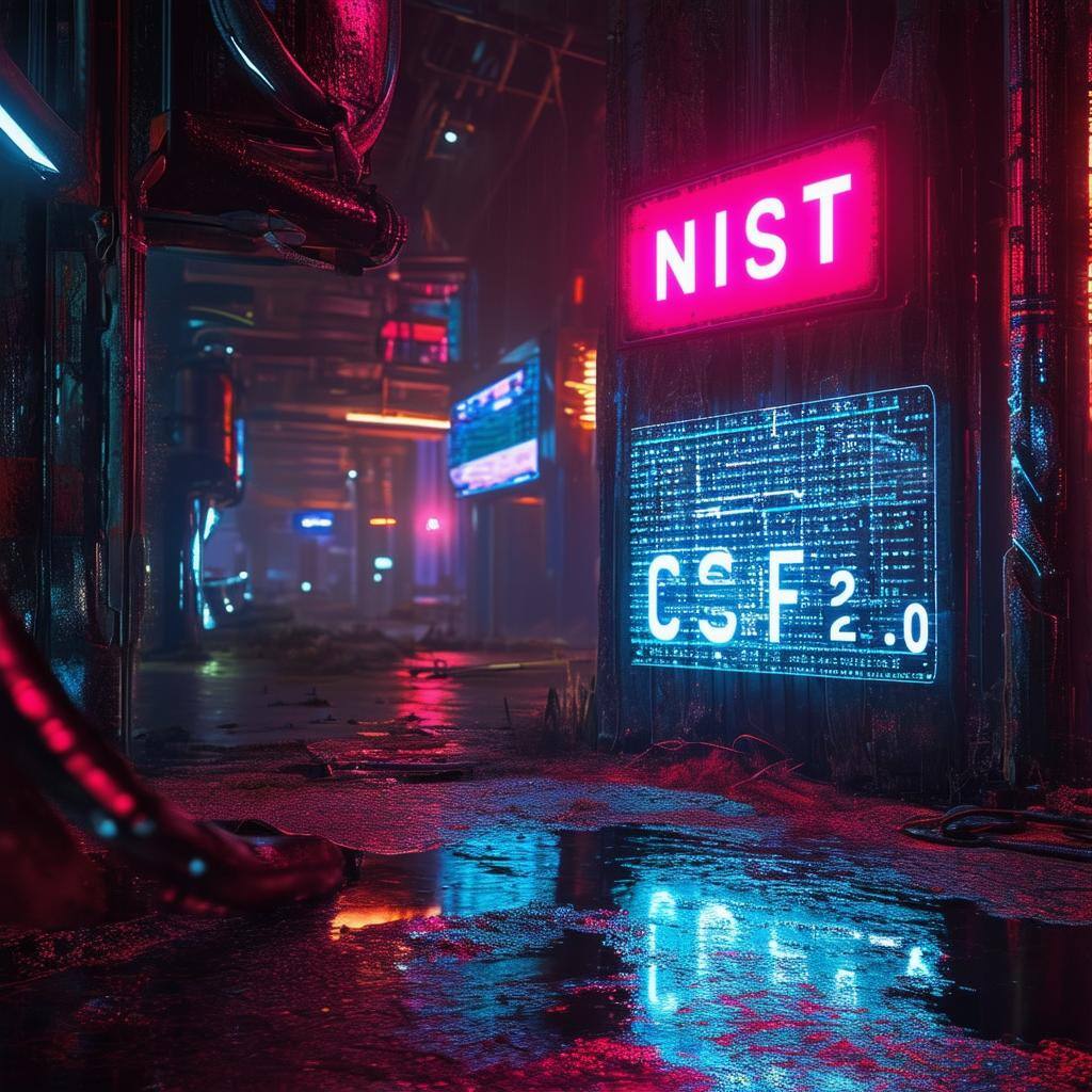 cyberpunk sign that says NIST CSF 2-1